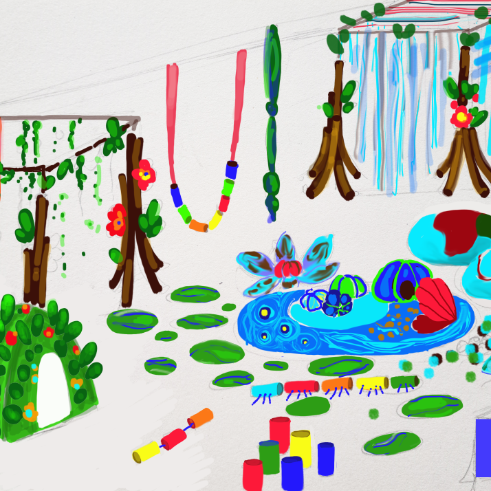 Croquis de l'installation immersive La Jungle