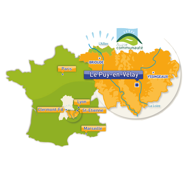 Situation géographique d'Auzon Communauté